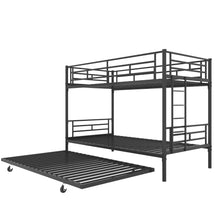 Load image into Gallery viewer, Bunk Bed Twin over Twin with Trundle Black,CPC Certified,No Box Spring Needed,Heavy Duty,Easy to assemble
