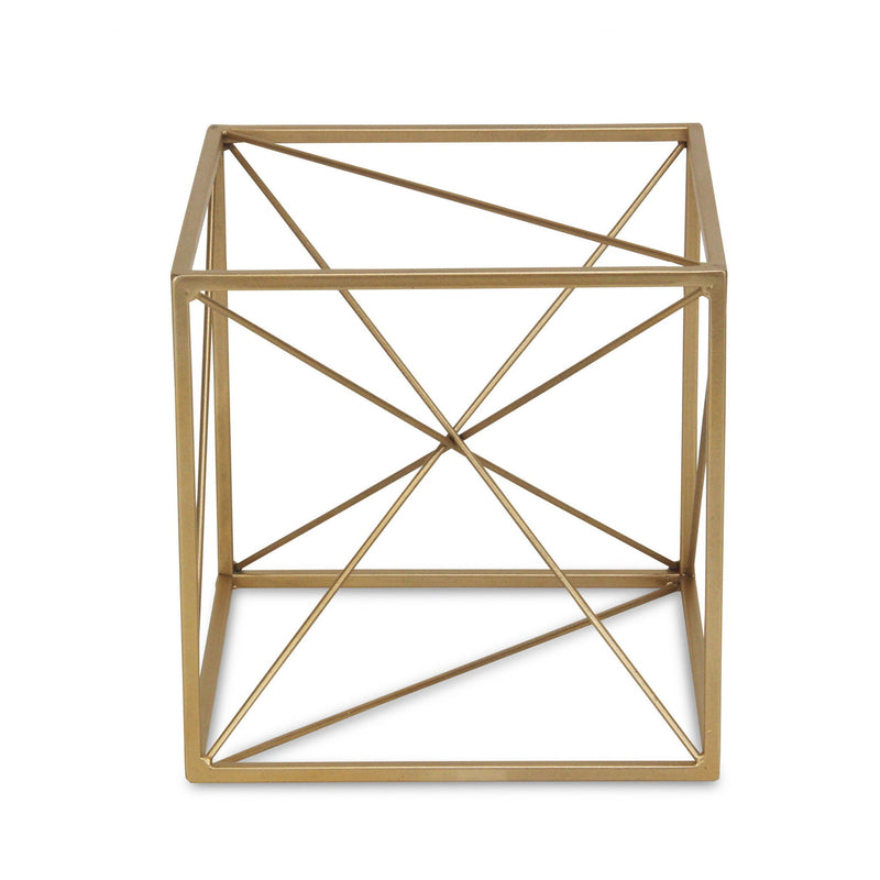 Abstract Geo Cube Sculpture - Gold