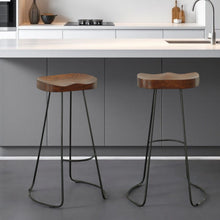 Load image into Gallery viewer, 31" Steel Backless Bar Height Bar Chairs (Set of 2) - Chestnut And Black
