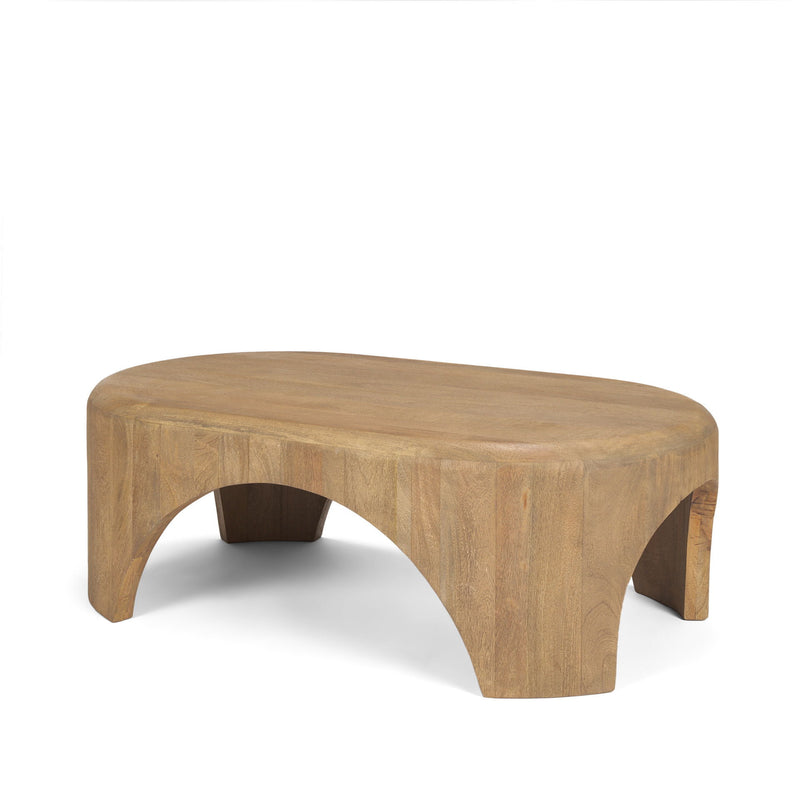 Solid Wood Oval Coffee Table - Light Brown