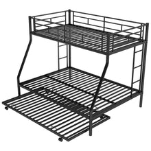 Load image into Gallery viewer, Twin over Full Bed with Sturdy Steel Frame, Bunk Bed with Twin Size Trundle, Two-Side Ladders, Black(OLD SKU:MF194424AAB)
