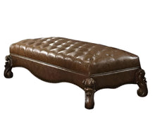 Load image into Gallery viewer, 65" Brown Tufted Faux Leather Upholstered Bench
