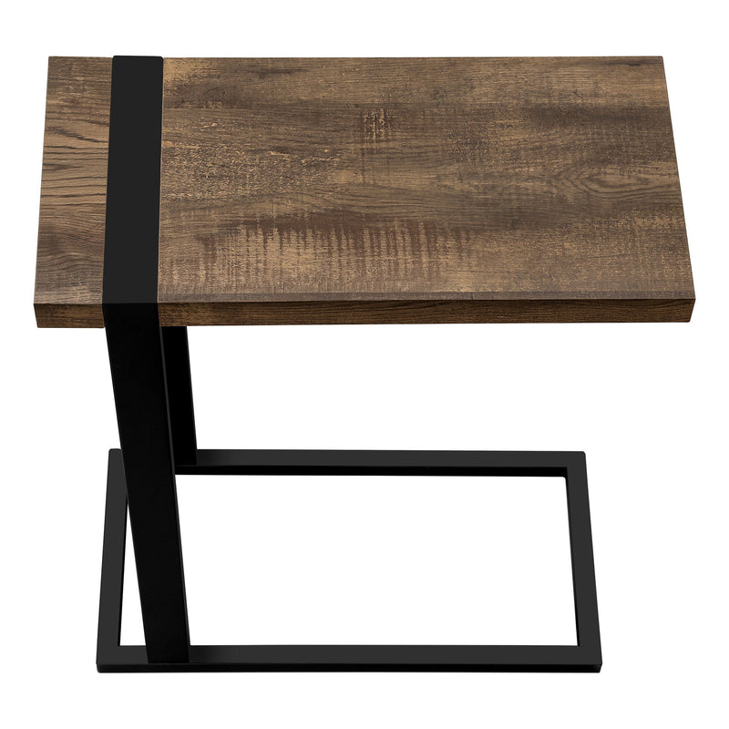 Distressed Wood And Metal End Table - Brown / Black