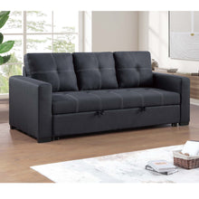 Load image into Gallery viewer, Sectional Sofa Pull Out Bed Upholstered Tufted Convertible Couch - Black
