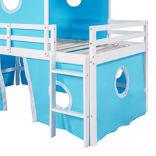 Load image into Gallery viewer, Twin Size Bunk Bed with Slide Blue Tent and Tower - Blue
