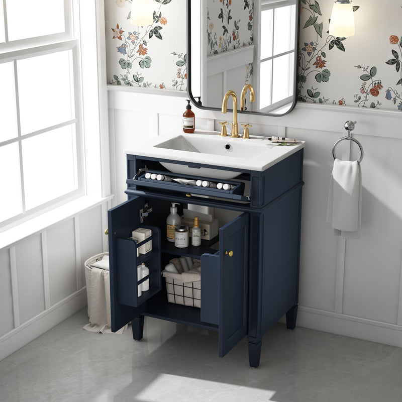 Modern Bathroom Vanity With Tip-Out Drawer And Soft-Close Hinges