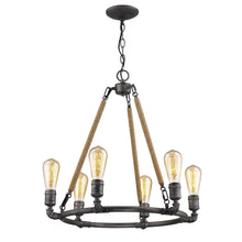 Load image into Gallery viewer, Candle Style Six Light Metal Dimmable Chandelier - Brown / Black
