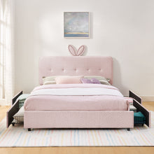 Load image into Gallery viewer, Upholstered Bed With Oversized Rabbit Ear Headboard, LED Lights &amp; 4 Storage Drawers
