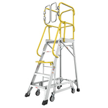 Load image into Gallery viewer, Heavy Duty Aluminum Rolling Platform Ladder With Steps, 375Lbs Capacity
