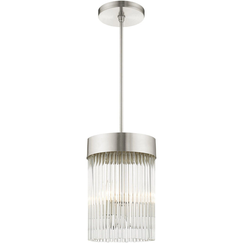 24" Three Light Dimmable Chandelier With Shades - Nickel
