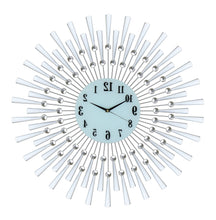Load image into Gallery viewer, Silent Analog Sunburst Wall Clock - Silver / White
