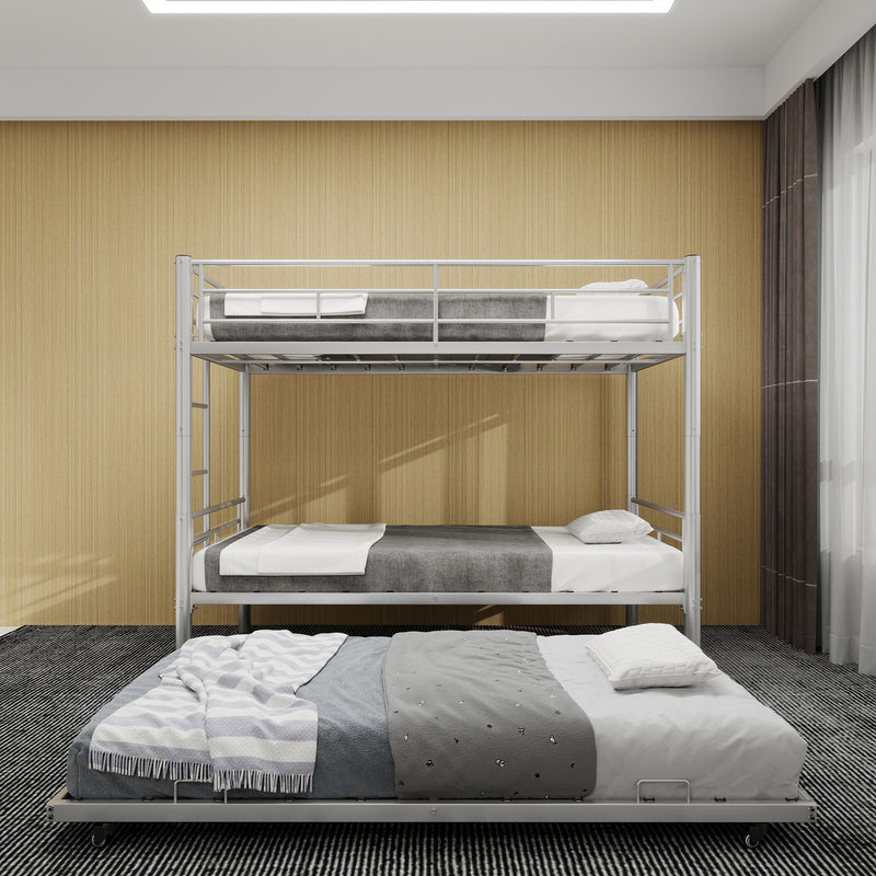 Bunk Bed For Kids, Convertible Frame With Ladders & Guardrail