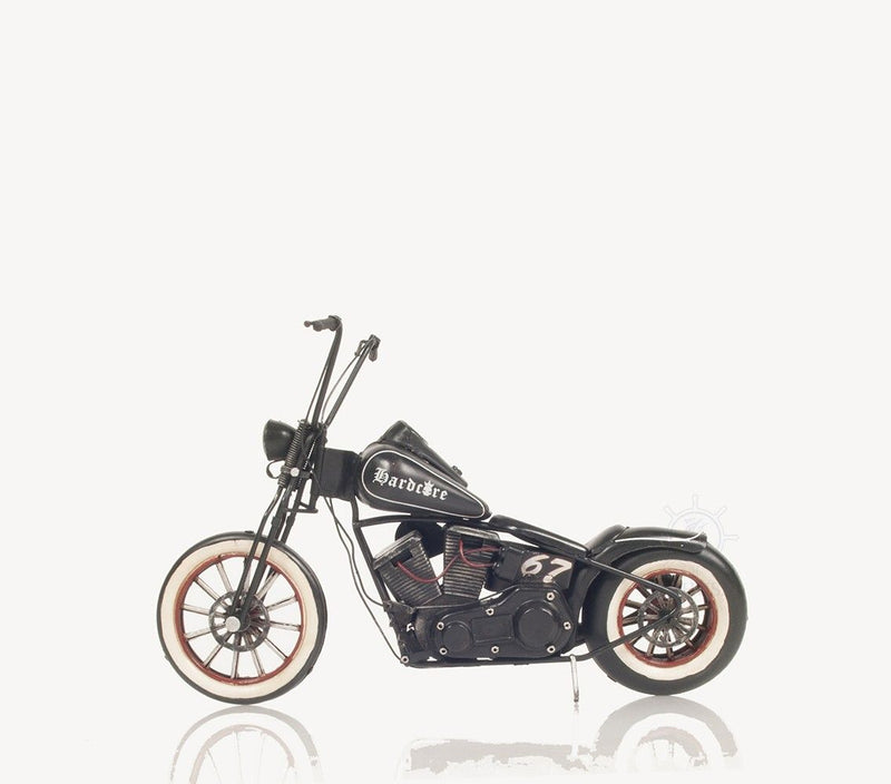 Hand Painted Model Motorcycle Tabletop Sculpture - Black