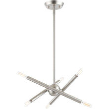 Load image into Gallery viewer, 15" Six Light Dimmable Chandelier With Shades - Nickel
