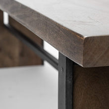 Load image into Gallery viewer, Rectangular Indian Mango Woodbrown Tone Finish W Metal Cladding On The Base Dining Bench
