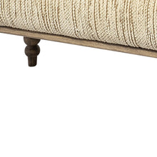 Load image into Gallery viewer, 55" Cream and Wood Brown Upholstered Fabric Bench
