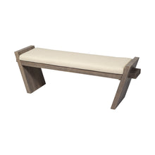 Load image into Gallery viewer, 14" Cream and Brown Upholstered Linen Blend Bench
