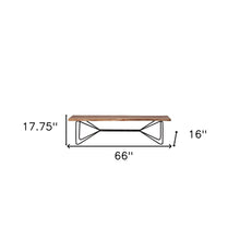 Load image into Gallery viewer, 66" Brown and Black Distressed Live Edge Solid Wood Dining Bench
