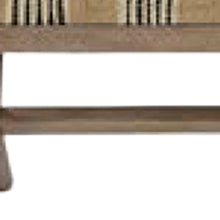 Load image into Gallery viewer, 16" Beige And Brown Upholstered Cotton Blend Bench
