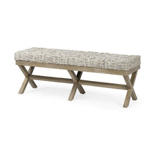 Load image into Gallery viewer, 16" Beige and Brown Upholstered Faux Leather Bench
