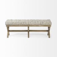 Load image into Gallery viewer, 16" Beige and Brown Upholstered Faux Leather Bench
