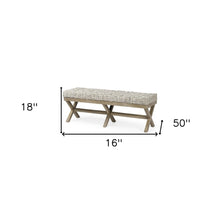 Load image into Gallery viewer, 16" Beige and Brown Upholstered Faux Leather Bench
