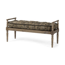 Load image into Gallery viewer, 57" Beige And Brown Upholstered Cotton Blend Bench
