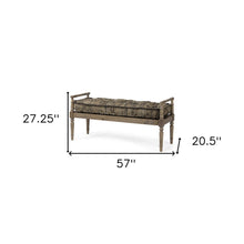Load image into Gallery viewer, 57" Beige And Brown Upholstered Cotton Blend Bench
