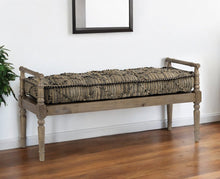 Load image into Gallery viewer, 57" Beige And Brown Upholstered Cotton Blend Bench
