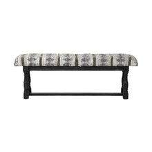 Load image into Gallery viewer, 15" Off White and Black Upholstered Faux Leather Bench
