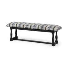 Load image into Gallery viewer, 15" Off White and Black Upholstered Faux Leather Bench
