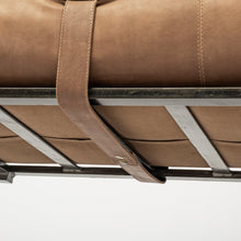 Load image into Gallery viewer, 55" Brown and Black Genuine Leather Upholstery Bench
