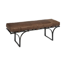 Load image into Gallery viewer, 55" Brown and Black Genuine Leather Upholstery Bench

