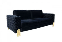 Load image into Gallery viewer, Velvet Sofa With Gold Legs - Black
