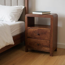 Load image into Gallery viewer, 24" Modern Solid Wood Two Drawer Nightstand - Chestnut
