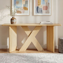 Load image into Gallery viewer, X-Frame Console Table, Angled Cross Leg Design, Rounded Edges - Natural
