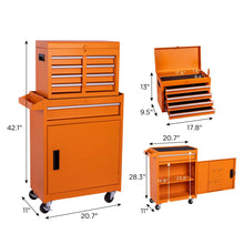 Load image into Gallery viewer, Tool Chest, 5 Drawer Rolling Tool Storage Cabinet With Detachable Top Tool Box, Liner, Universal Lockable Wheels, Adjustable Shelf, Locking Mechanism, Metal Tool Cart For Garage Workshop
