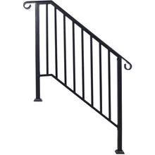 Load image into Gallery viewer, Handrails For Outdoor Steps, Fit 2 Or 3 Steps Outdoor Stair Railing, Wrought Iron Handrail, Flexible Porch Railing, Transitional Handrails For Concrete Steps Or Wooden Stairs
