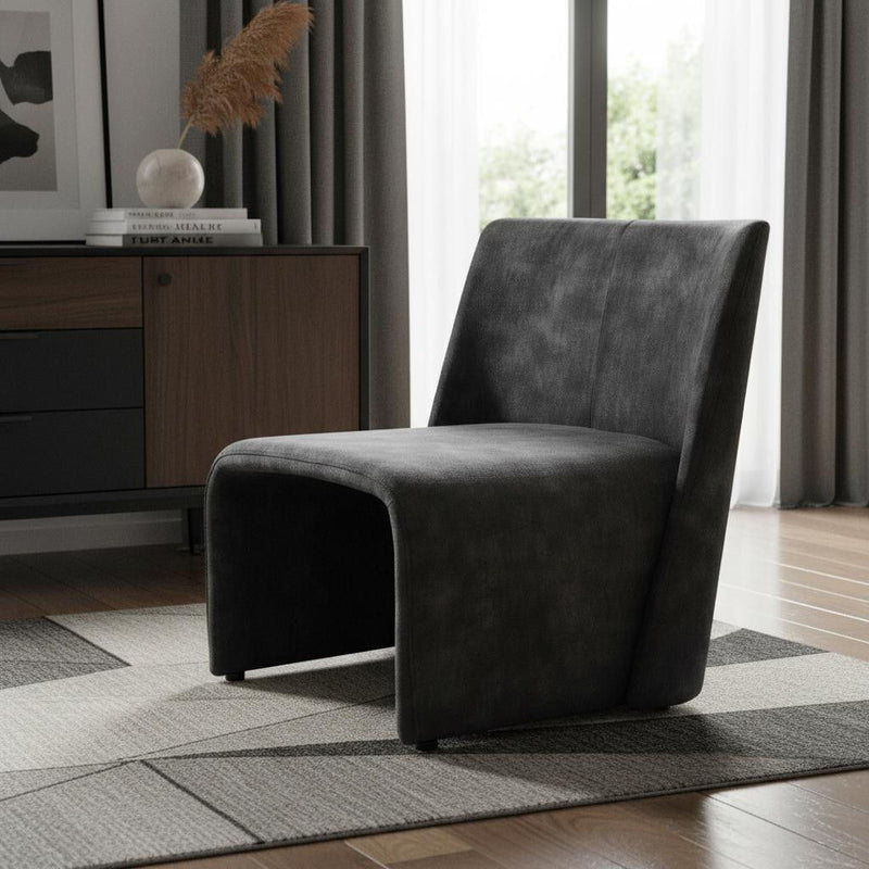Velvet Solid Color Side Chair - Dark Gray