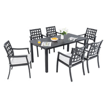 Load image into Gallery viewer, Modern Classic Outdoor Patio Dining Set, Rectangular Table &amp; Dining Chairs, Rust Free, Weather Resistant
