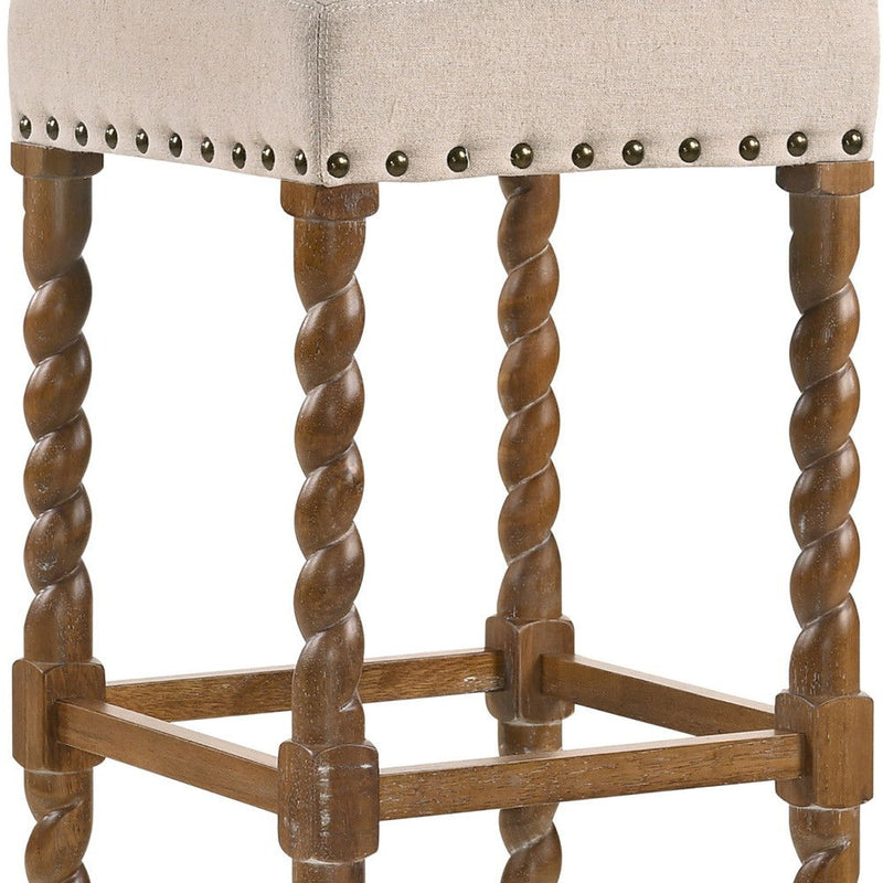 Backless Bar Height Chair With Footrest 30" - Cream And Natural