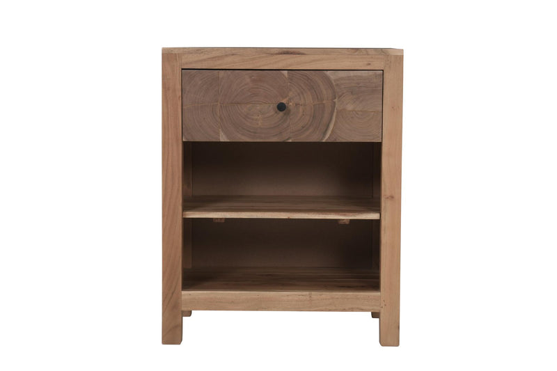 Solid Wood Square Live Edge One Drawer Nightstand - Natural