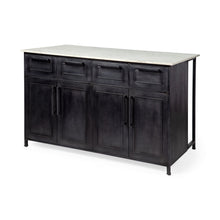 Load image into Gallery viewer, Solid Iron Body Marble Top Kitchen Island With 4 Drawer - Gray
