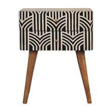Load image into Gallery viewer, 23" Solid Wood Geometric Bone Inlay Two Drawer Nightstand - Black
