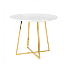 Load image into Gallery viewer, 39" Rounded Iron Pedestal Base Dining Table - Gold / White
