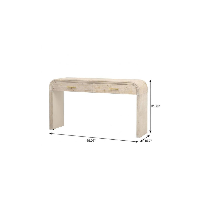 Double Pedestal Console Table With Two Drawers - Natural