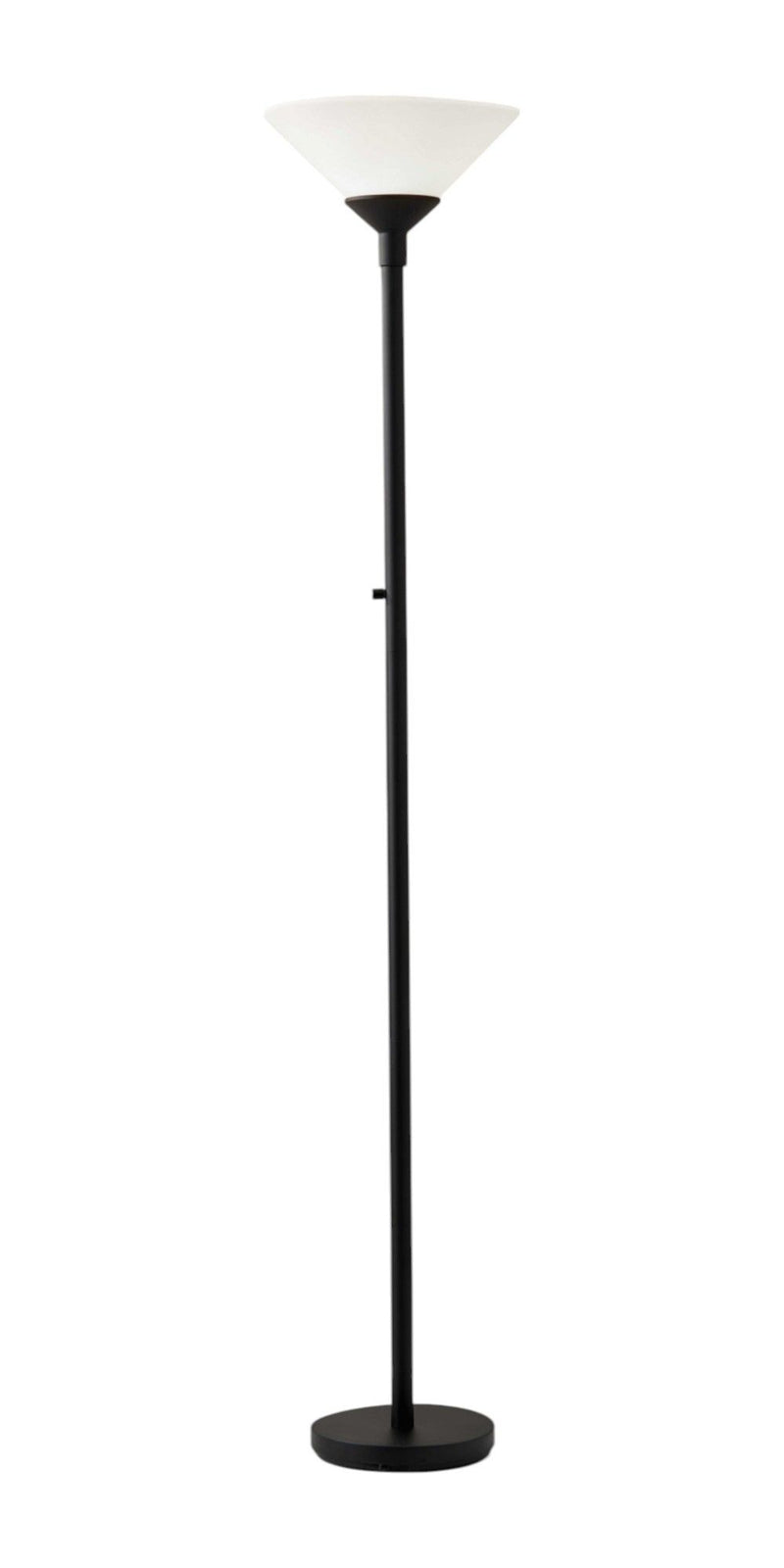 Torchiere Floor Lamp With White Cone Shade - Black