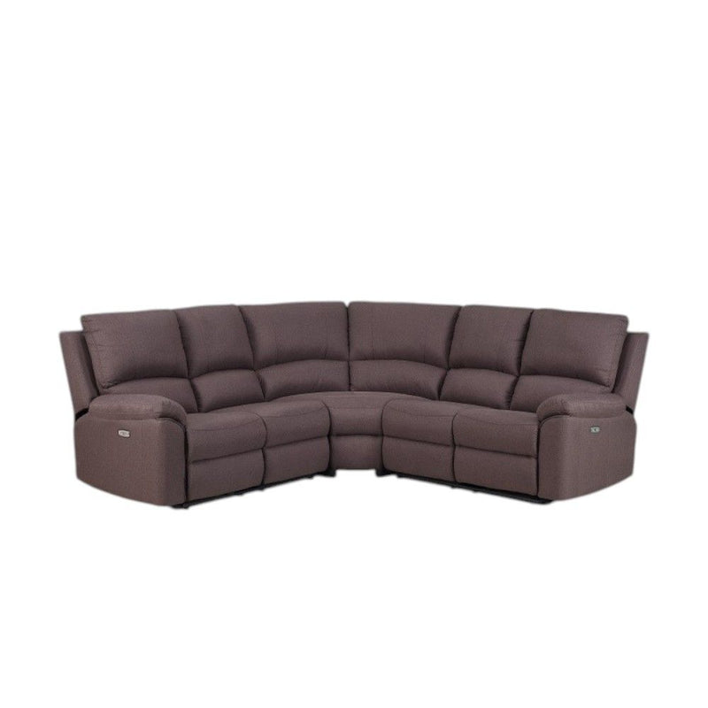 Polyester Blend Power Reclining U Shaped Three Piece Corner Sectional - Brown