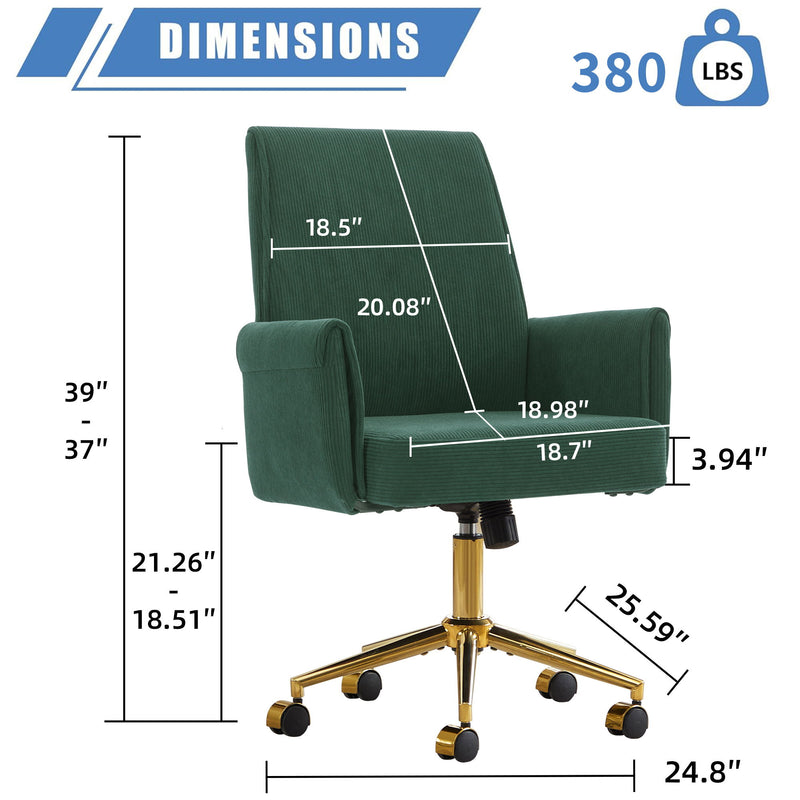Ergonomic Mid-Back Office Chair With Gold Base