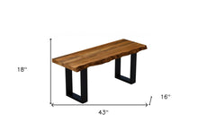 Load image into Gallery viewer, 43" Brown and Black Solid Wood Dining Bench
